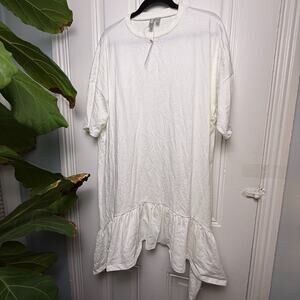 ASOS White Ruffle Hem Tunic Short Sleeve Cotton Top Womens 14 (XL) New